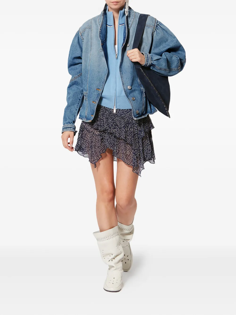 Isabel Marant Dolie Puffed-sleeve Jacket In Blue