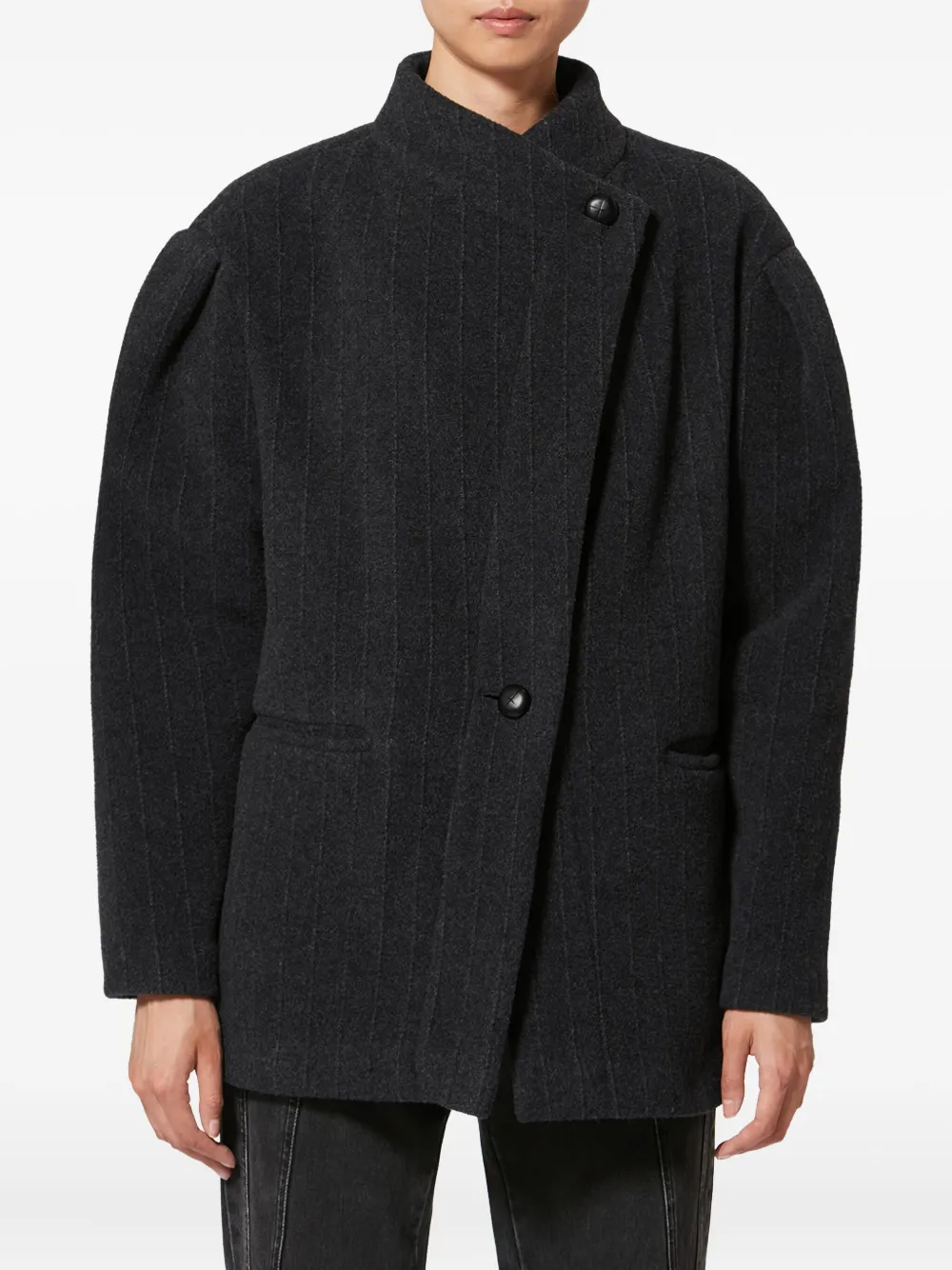 Isabel Marant Pinstripe Button Blazer In Gray