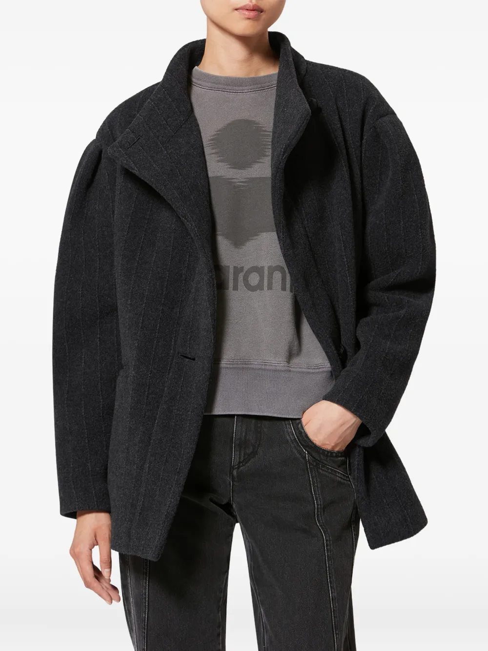 Isabel Marant Pinstripe Button Blazer In Gray