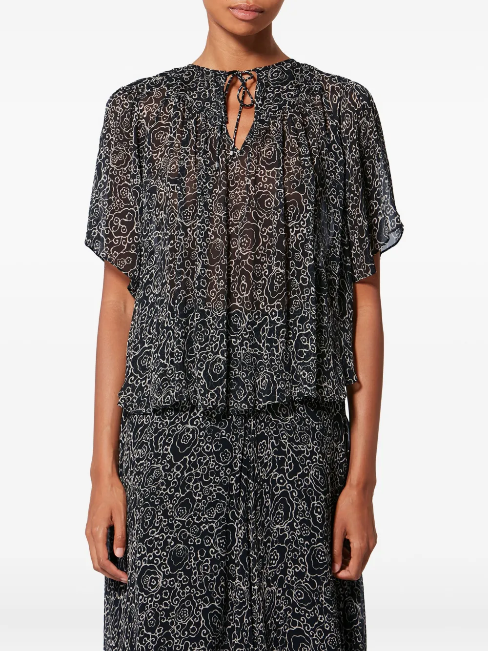 Isabel Marant Étoile Neslya Printed Blouse In Black