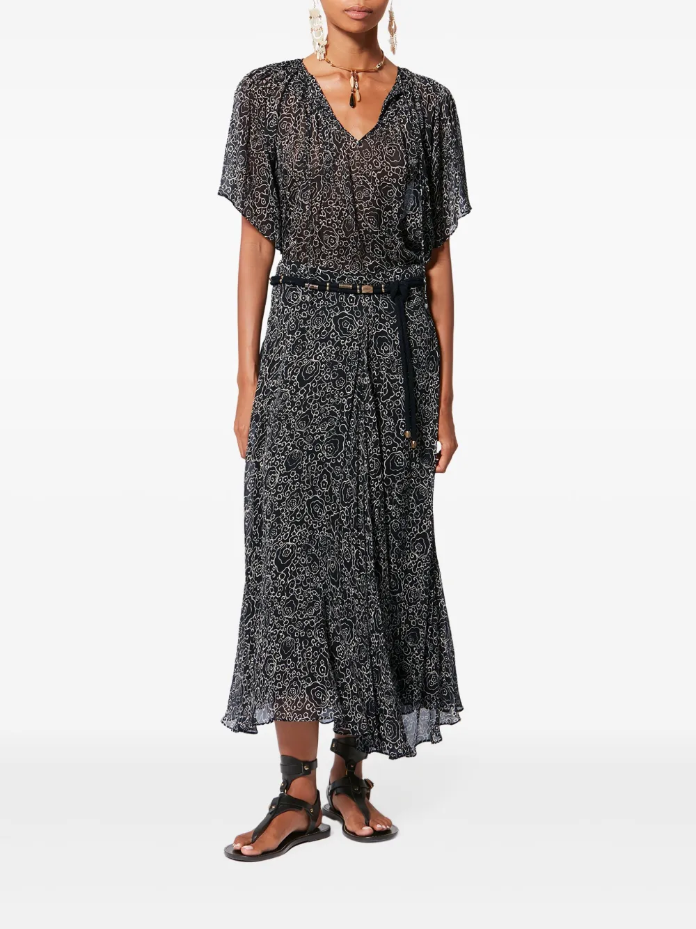 Isabel Marant Étoile Neslya Printed Blouse In Black