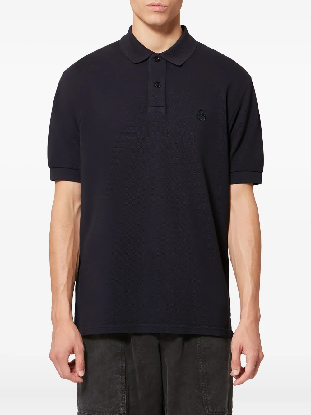 Isabel Marant Afko Embroidered Polo Shirt In Black
