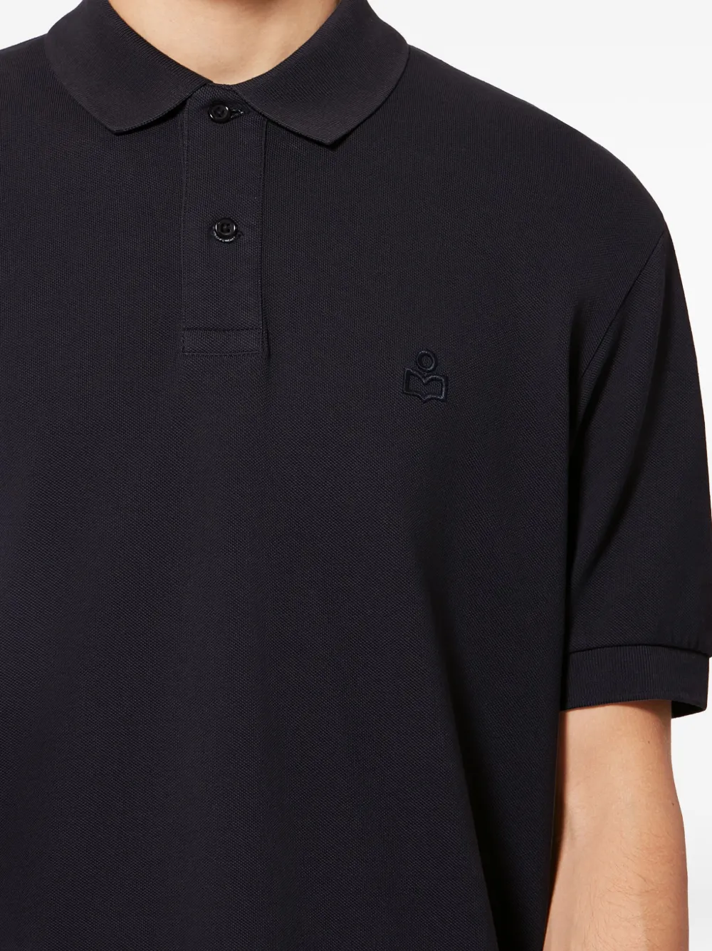 Isabel Marant Afko Embroidered Polo Shirt In Black