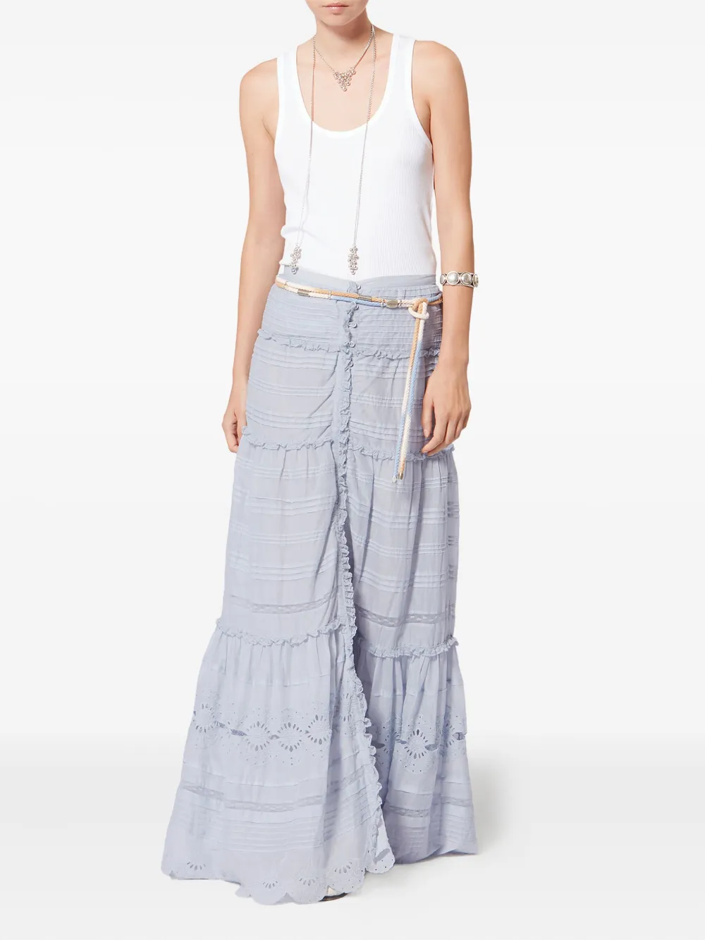 Isabel Marant Étoile Paoline Tiered Maxi Skirt In Blue