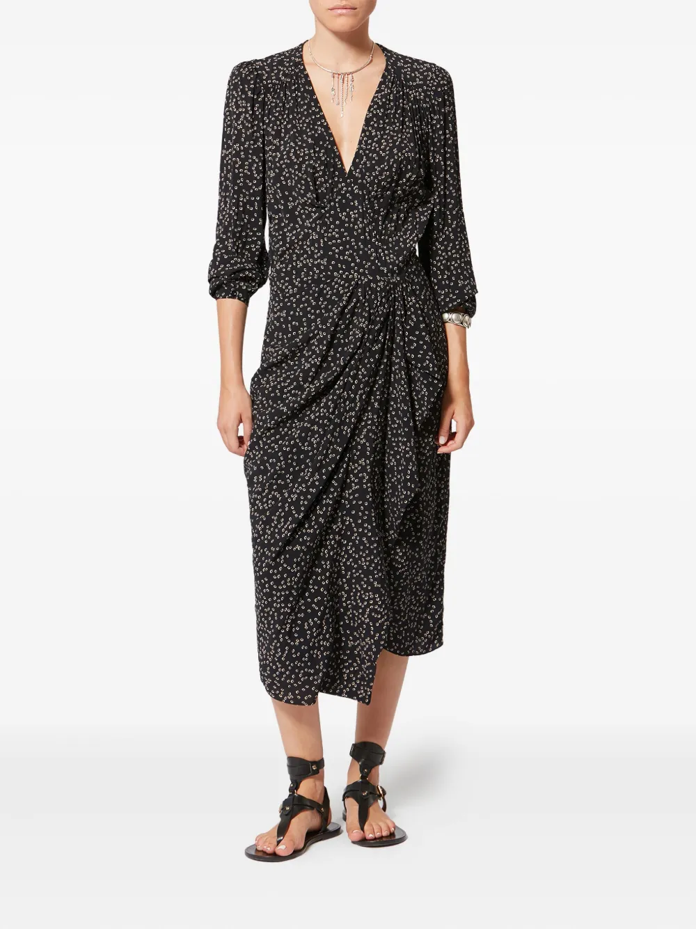 Isabel Marant Étoile Daylia Printed Midi Dress In Black