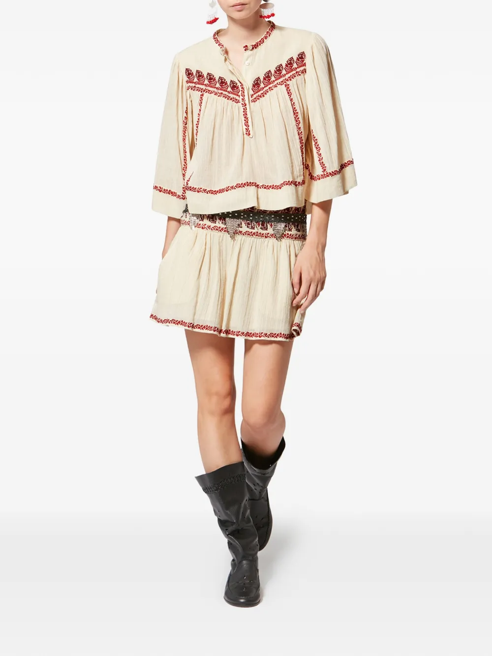  Marant étoile Juline Embroidered Top - Neutrals 