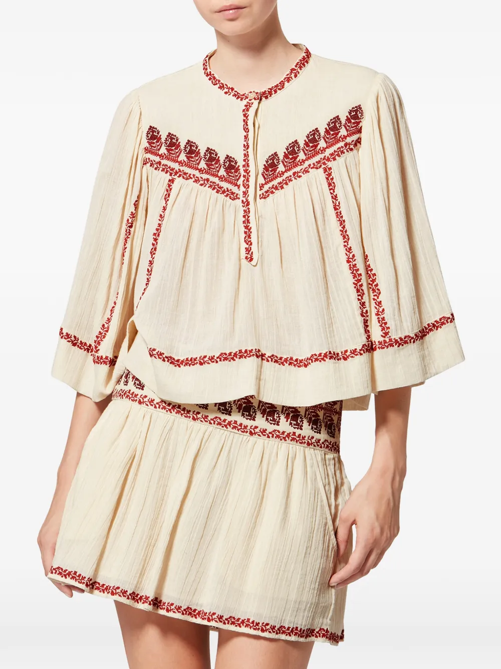  Marant étoile Juline Embroidered Top - Neutrals 