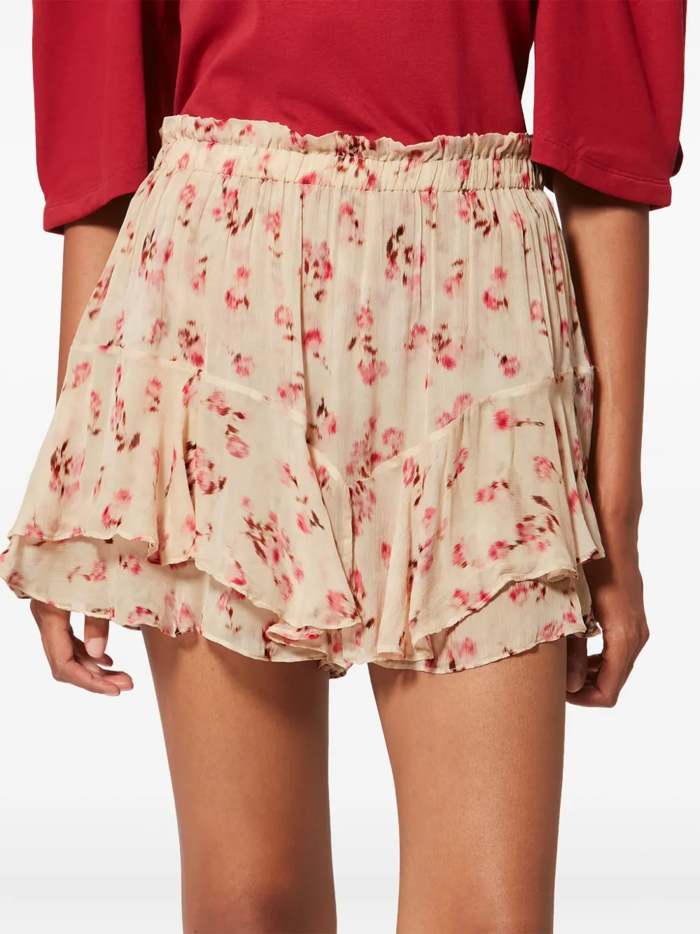 Sornel Ruffled Floral-Print Shorts