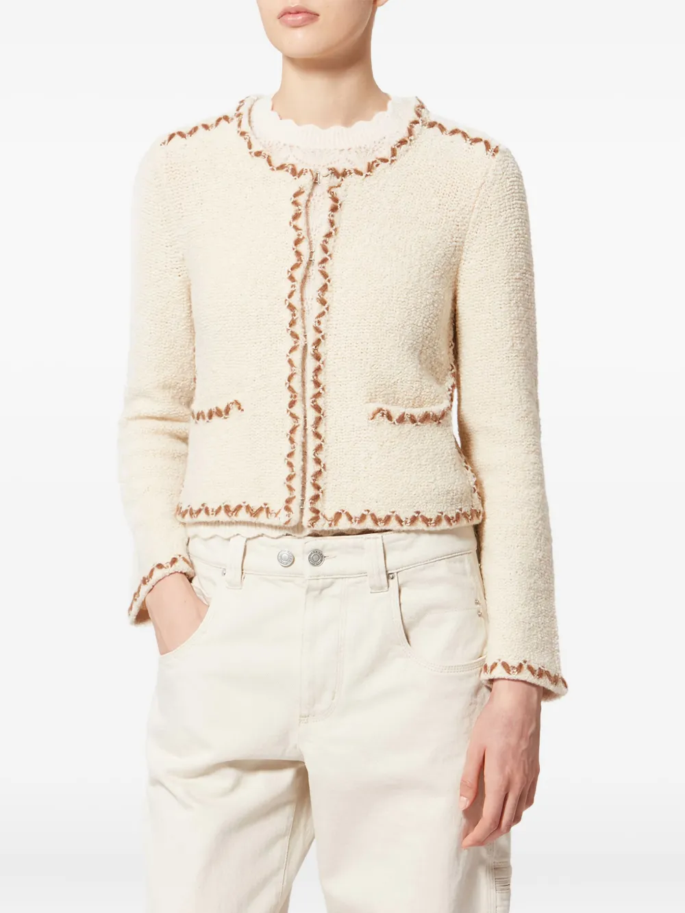 Isabel Marant Étoile Rochelle Trim-detail Cardigan In Neutral