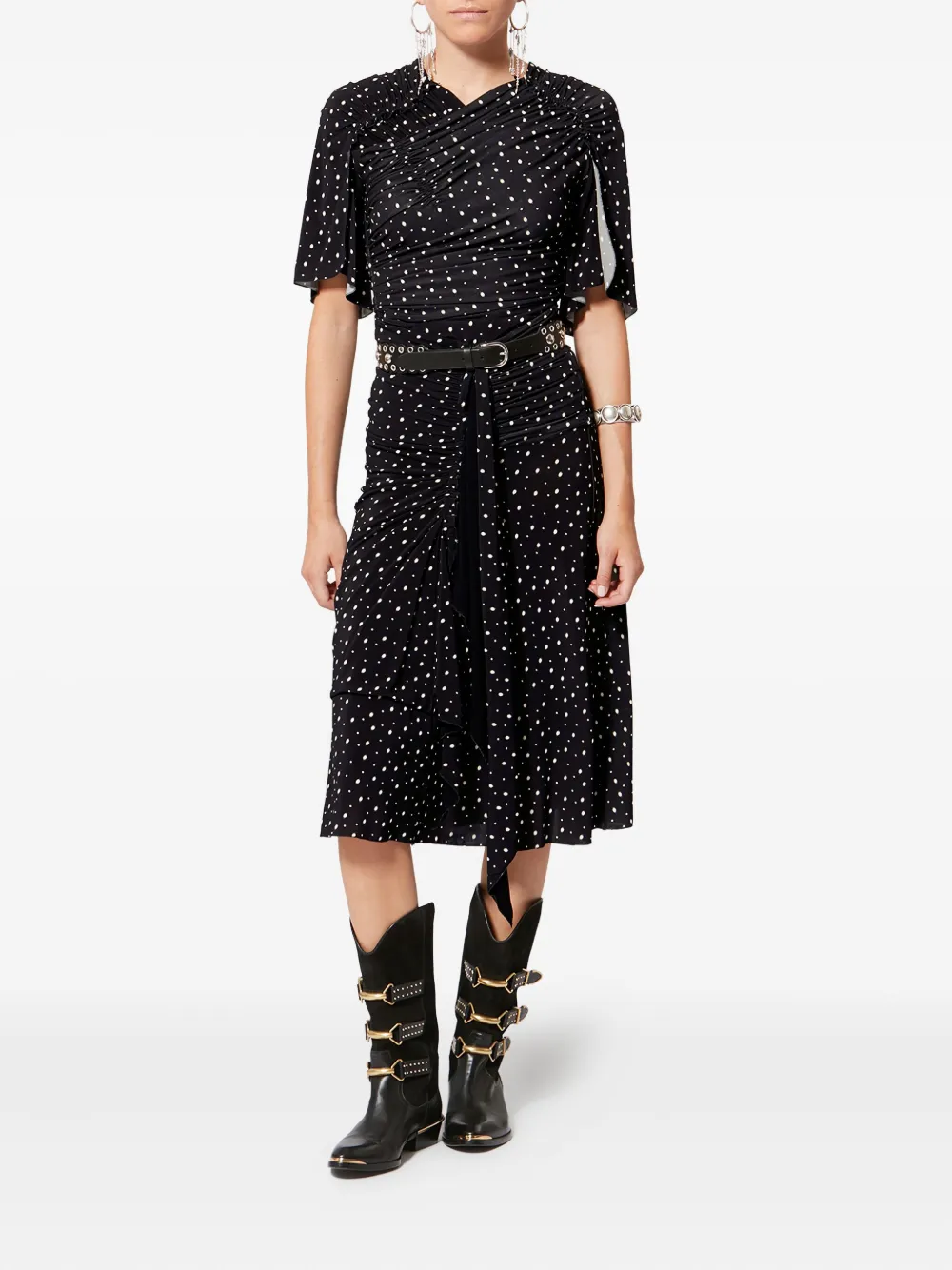 ISABEL MARANT Gyelle polka-dot gathered-waist skirt - Zwart