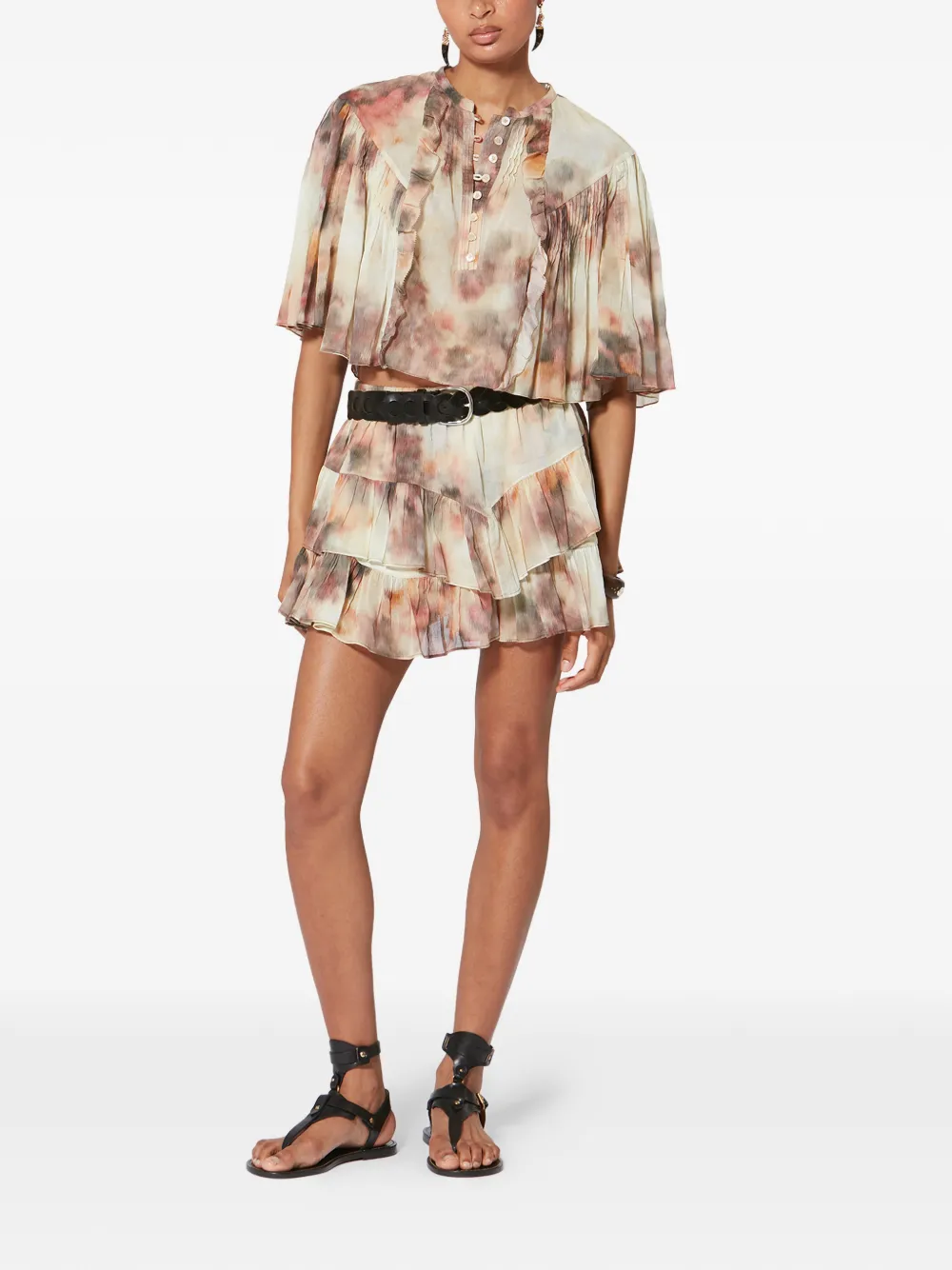  Marant étoile Jocadia Ruffled Shorts - Neutrals 