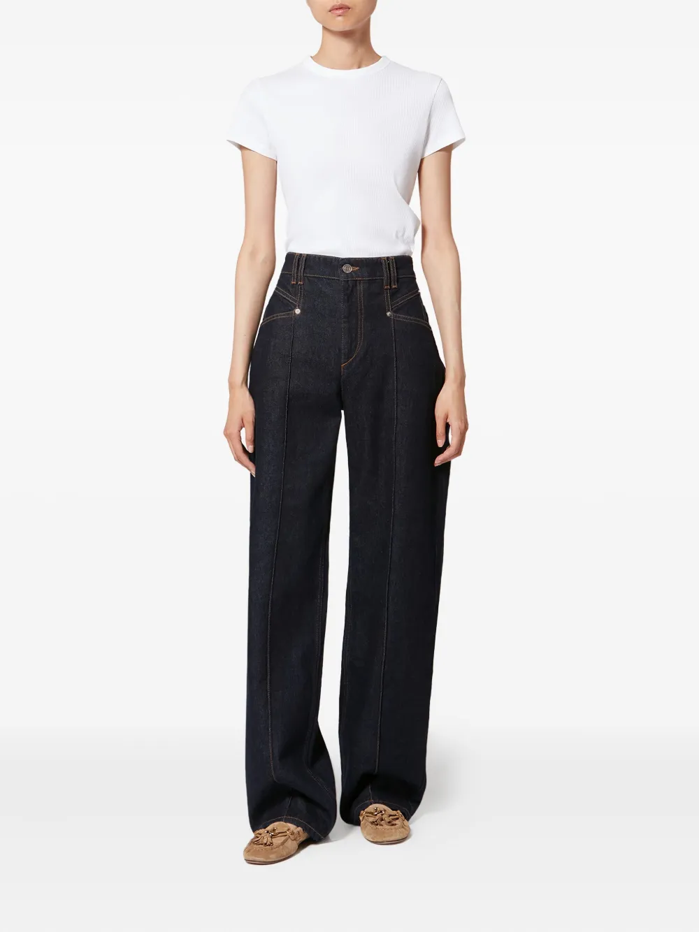 Isabel Marant Drolane Seam Flared Jeans In Blue