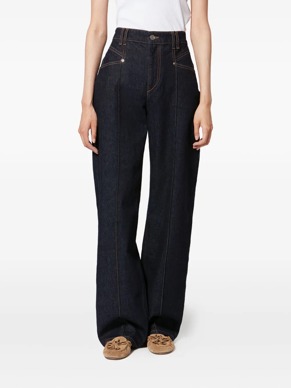 Isabel Marant Drolane Seam Flared Jeans In Blue