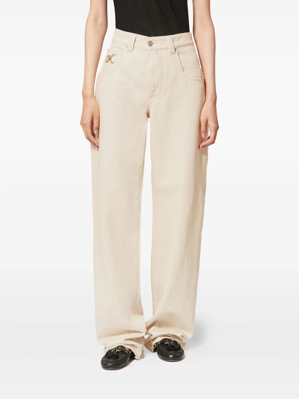 Isabel Marant Jeyda Embroidered Straight Trousers In Neutral
