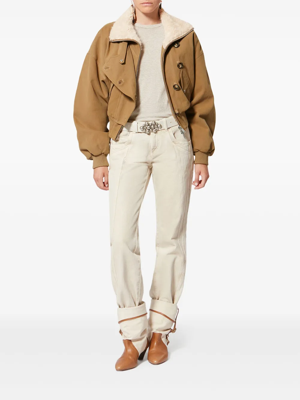 Isabel Marant Étoile Oana Buttoned Collar Jacket In Brown