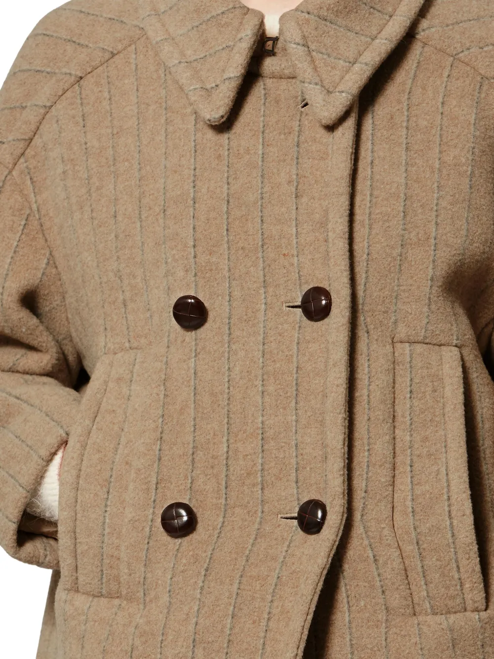 Isabel Marant Pinstripe Double-breasted Fiby Coat In Neutral
