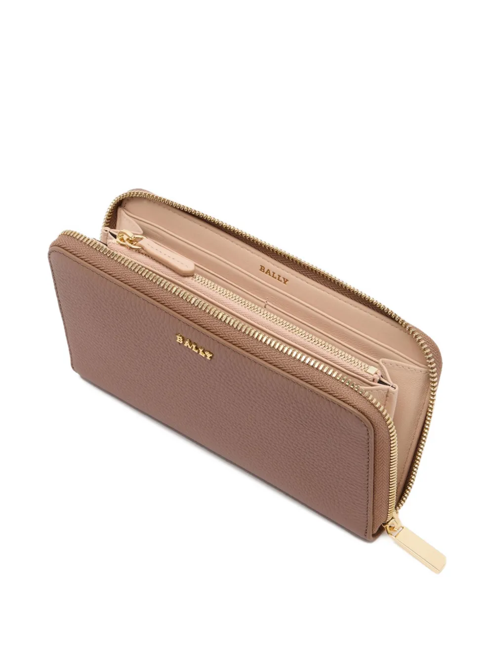 Bally Bewerkte portemonnee met rits en logo Beige