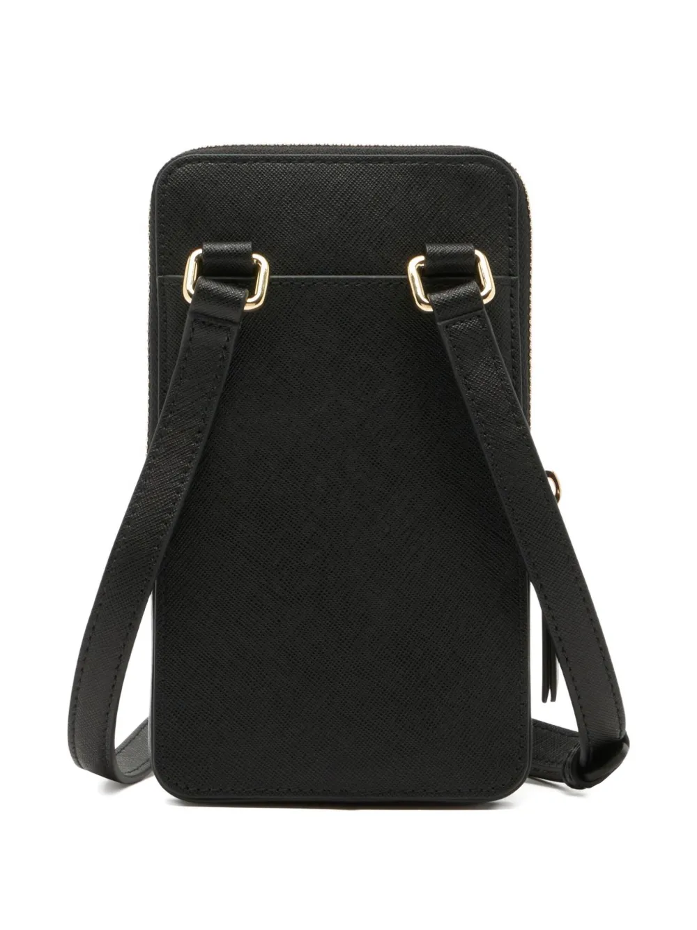 Bally Embossed Ribbon Leather Phone Holder In Black