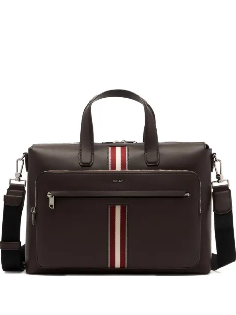 Bally ribbon logo leather briefcase