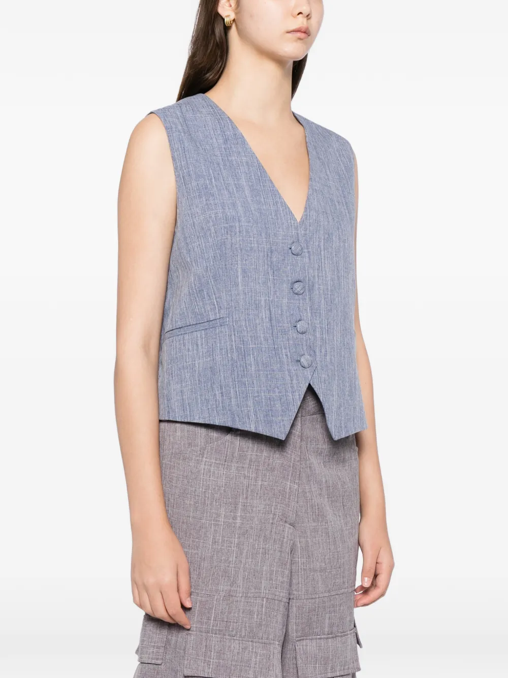 Blaklace V-neck Vest In Blue