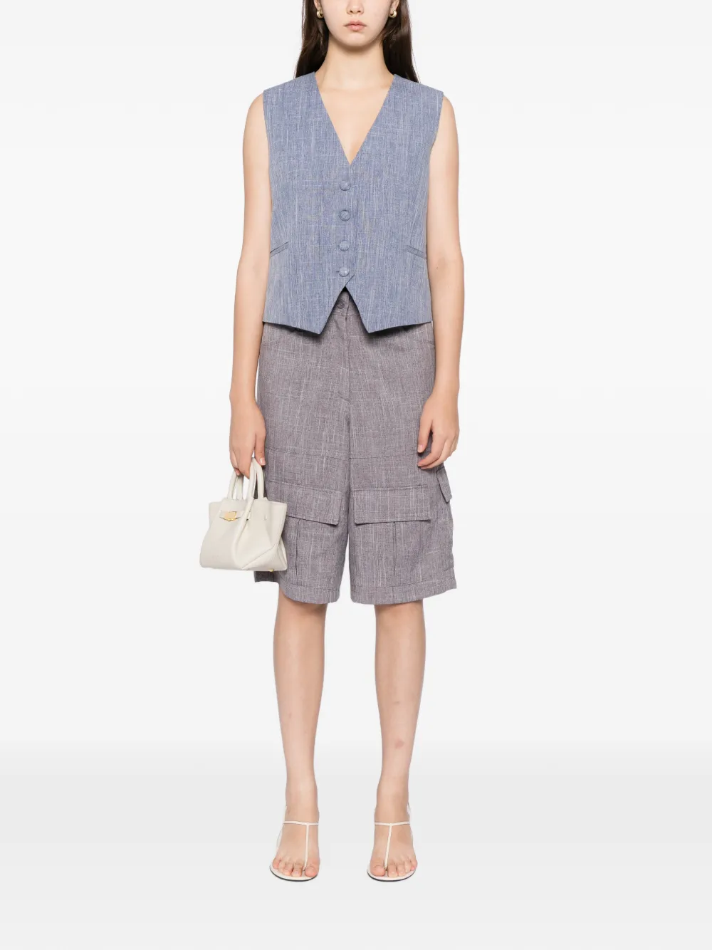 Blaklace V-neck Vest In Blue