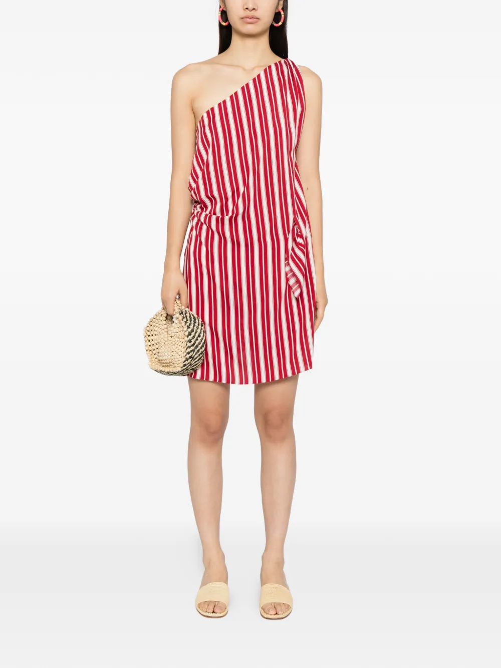 BLAKLACE Gestreepte asymmetrische mini-jurk - Rood