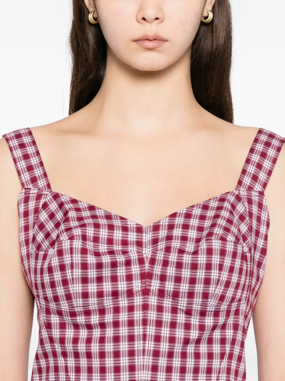 Blaklace Straps Checkered Dress In Red