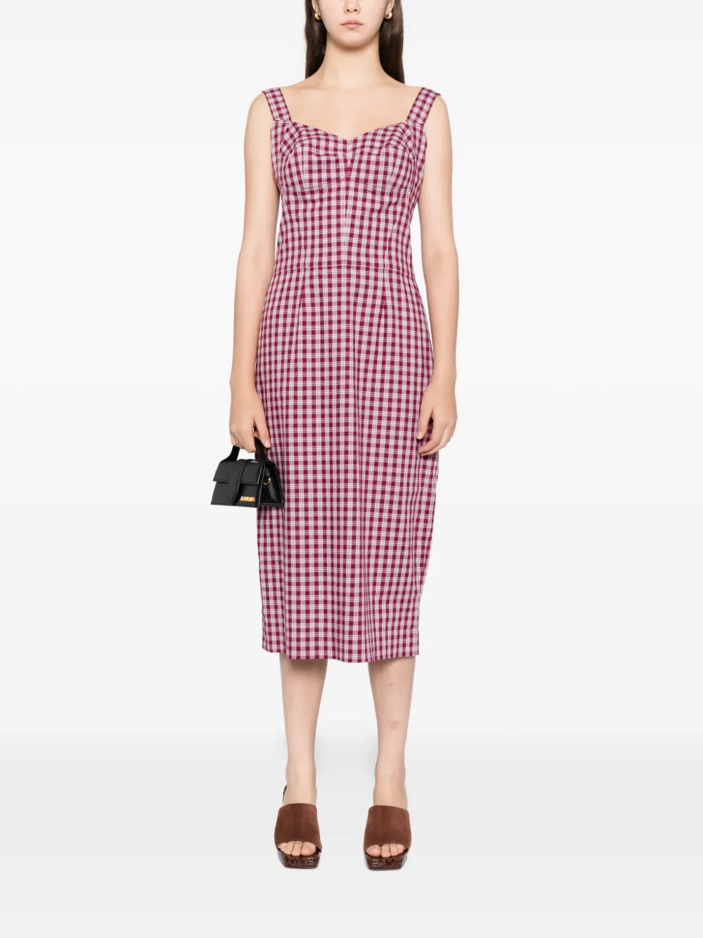 Blaklace Straps Checkered Dress In Red