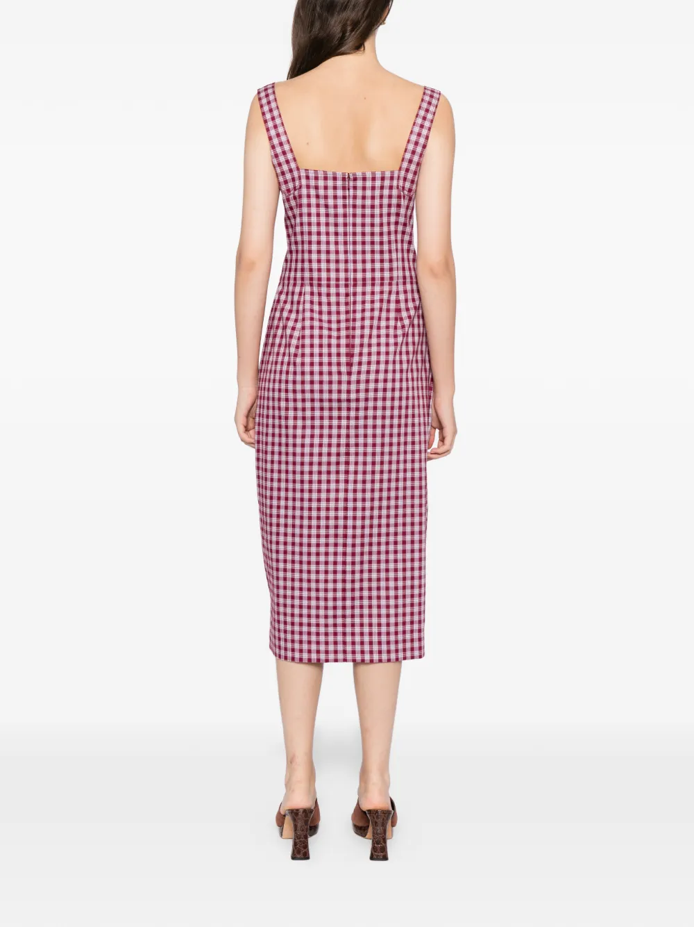 Blaklace Straps Checkered Dress In Red