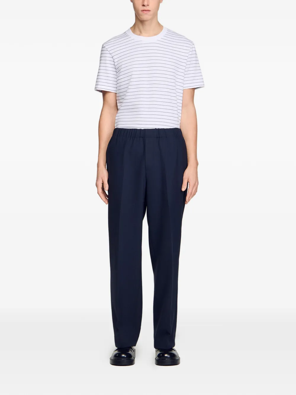 SANDRO elasticated-waist wide-leg trousers - Blauw