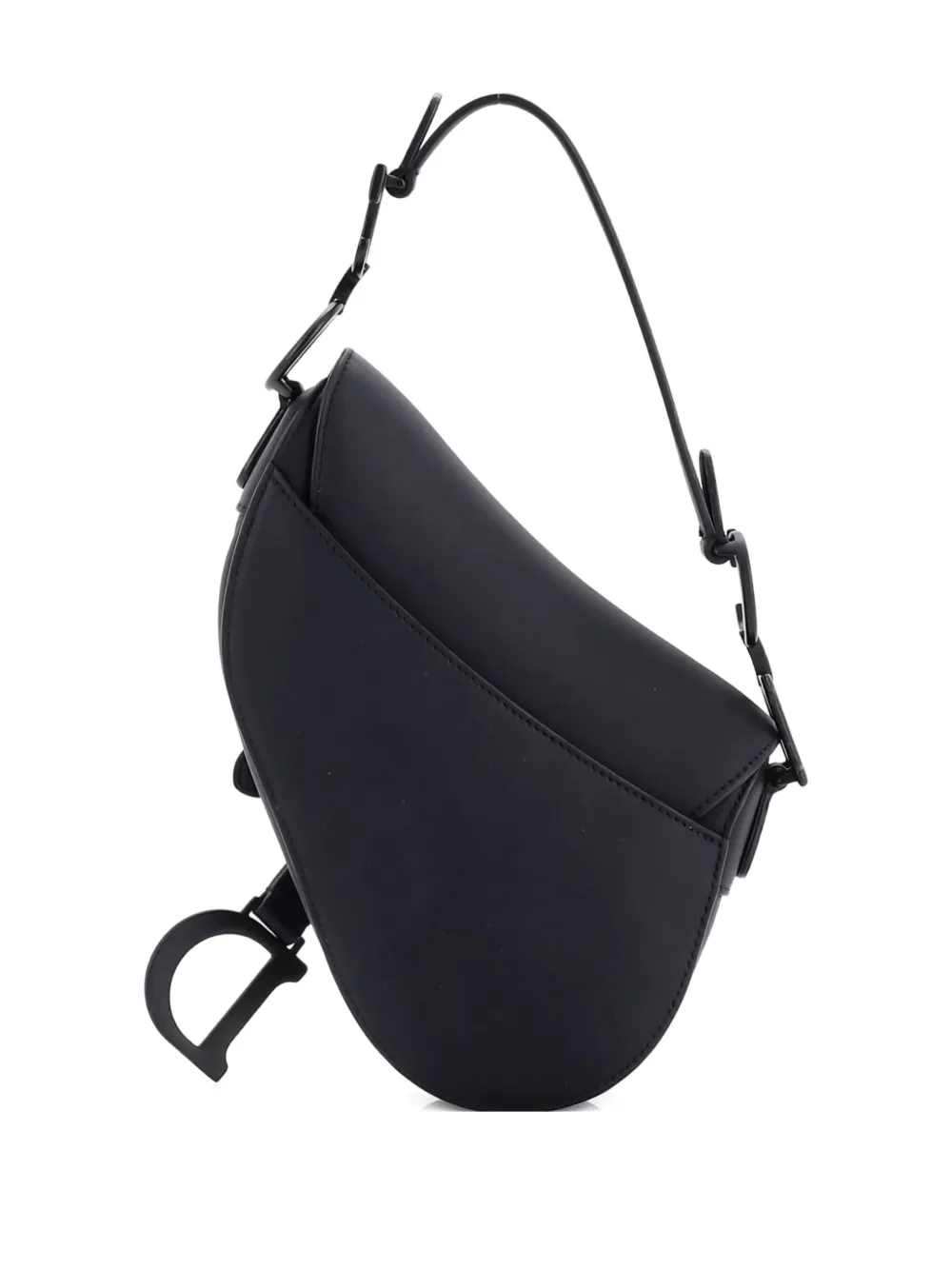 Pre-owned Dior Ultra Matte Saddle Handbag Leather Mini Shoulder Bag In Black
