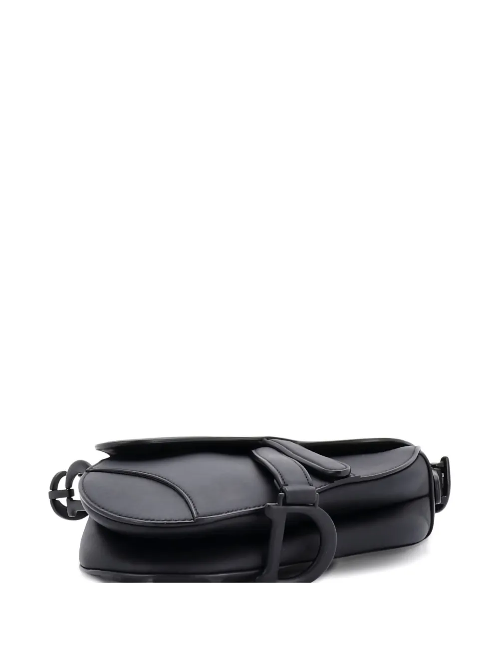 Pre-owned Dior Ultra Matte Saddle Handbag Leather Mini Shoulder Bag In Black