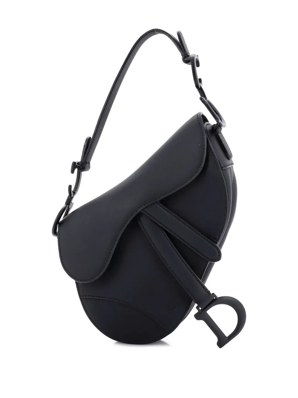 Pre-owned Dior Ultra Matte Saddle Handbag Leather Mini Shoulder Bag In Black