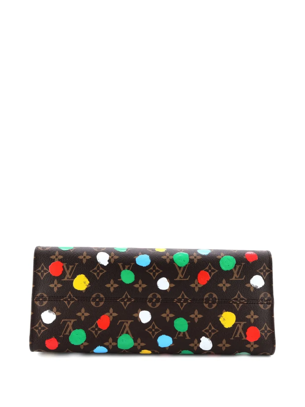 Pre-owned Louis Vuitton Onthego Yayoi Kusama Painted Dots Monogram Canvas Mm Tote Bag In Brown