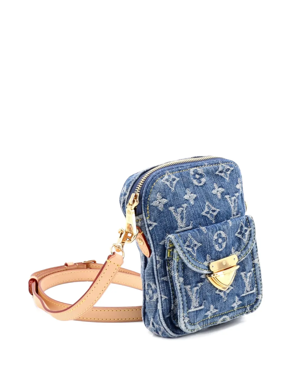 Pre-owned Louis Vuitton Camera Bag Monogram Denim Crossbody Bag In Blue
