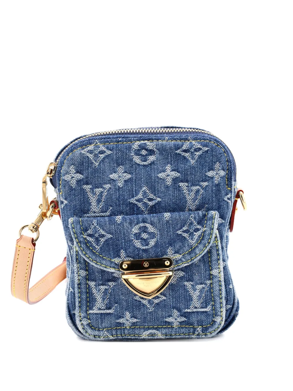 Pre-owned Louis Vuitton Camera Bag Monogram Denim Crossbody Bag In Blue