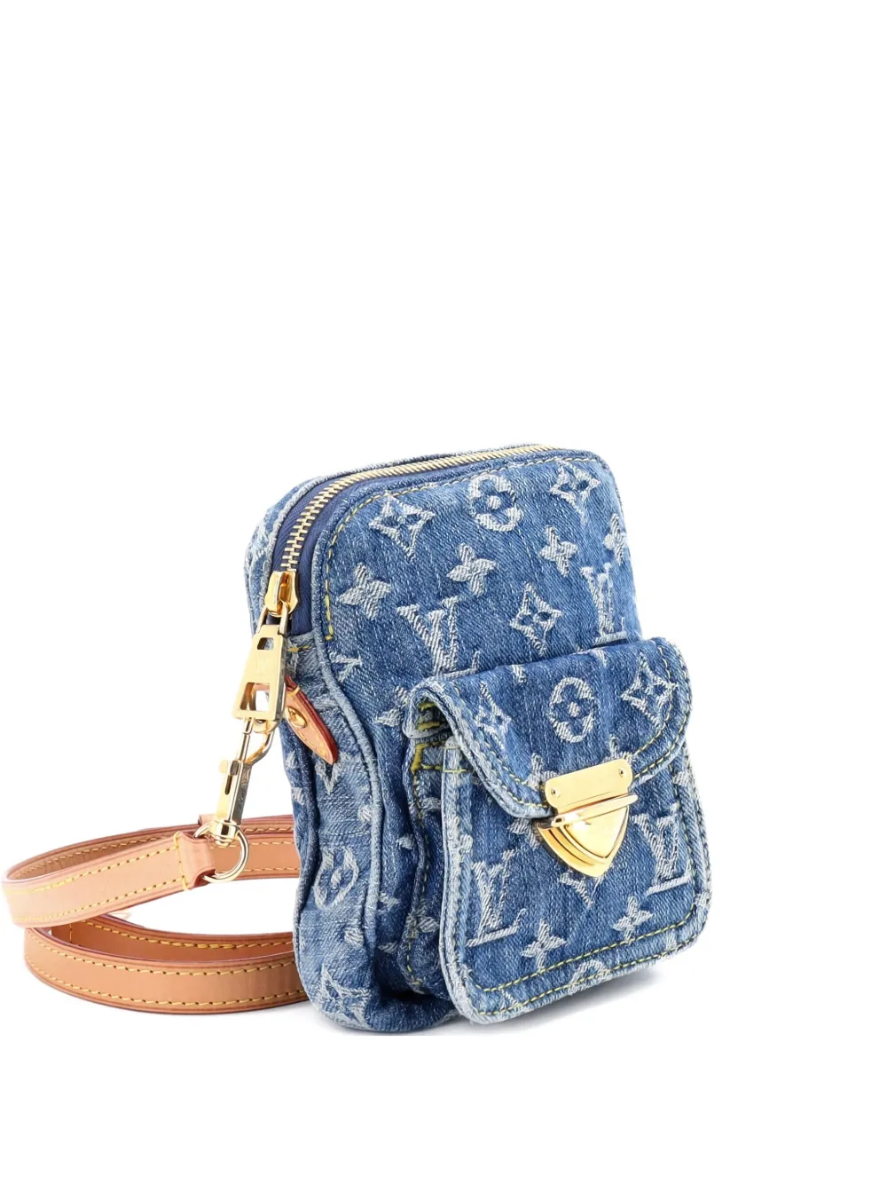 Pre-owned Louis Vuitton Fairfax Pochette Lv Remix Monogram Denim Crossbody Bag In Blue