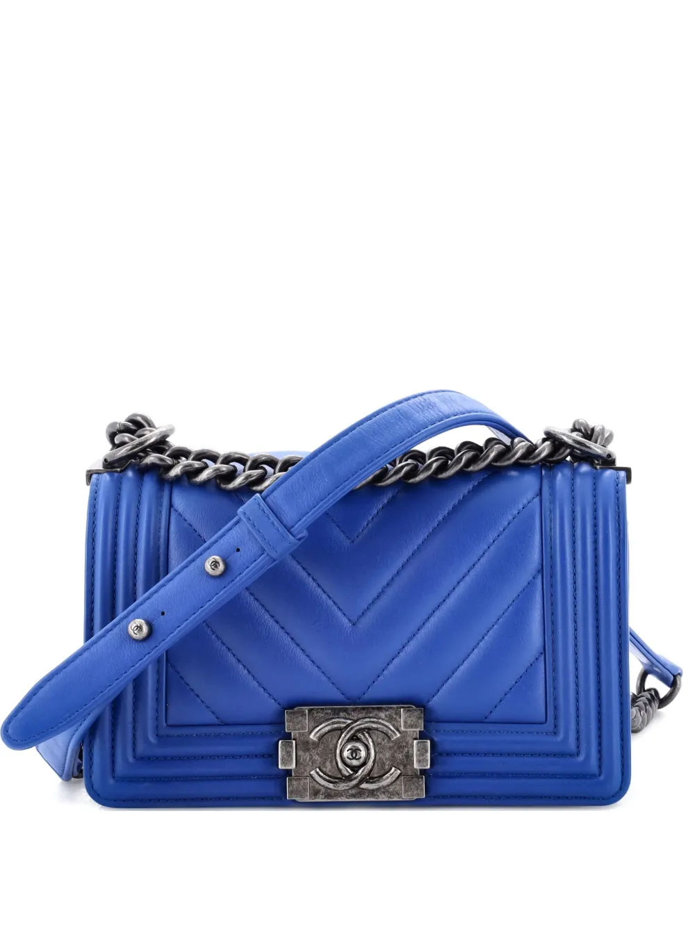 CHANEL Pre-Owned Boy Flap Bag Chevron Calfskin Small crossbody bag - Blu