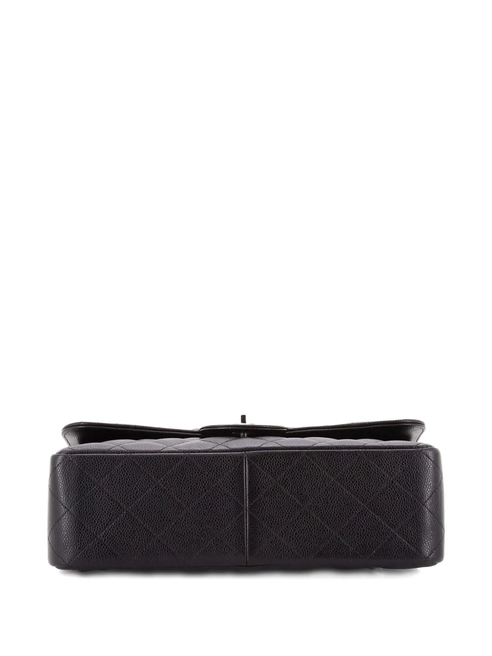 Pre-owned Chanel Classic Double Flap Bag Quilted Caviar Jumbo Shoulder Bag In Black