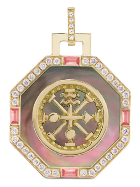 Sorellina 18K yellow gold Ruota Wheel diamond pendant