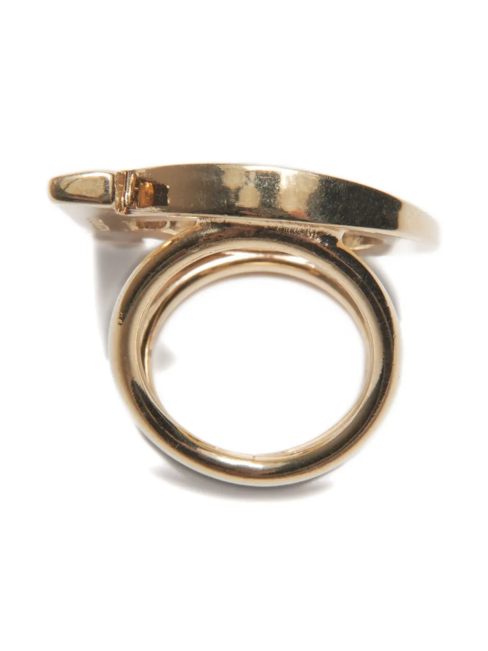 Pre-owned Ferragamo 2000s Ganchini Scarf Ring In Gold