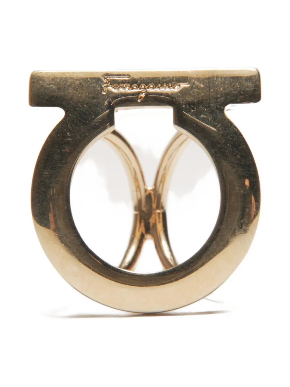 Pre-owned Ferragamo 2000s Ganchini Scarf Ring In Gold