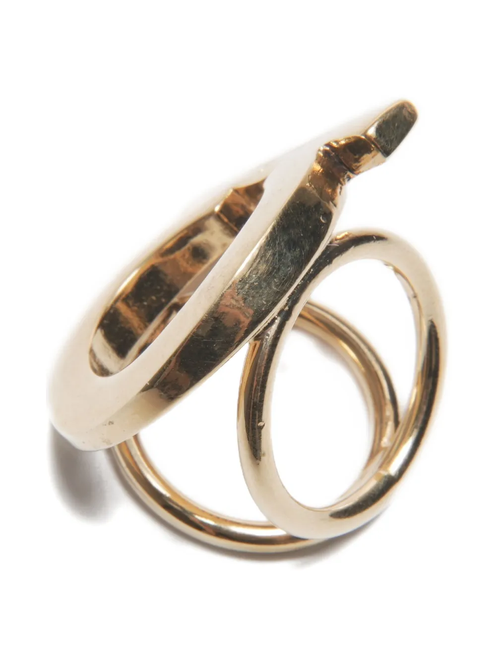 Pre-owned Ferragamo 2000s Ganchini Scarf Ring In Gold
