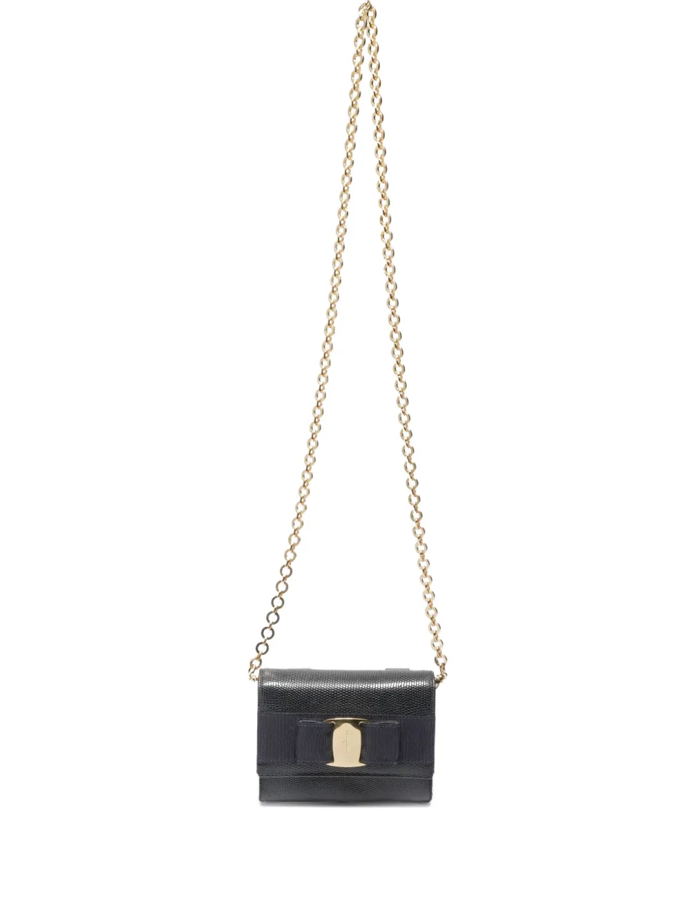 Ferragamo Pre-Owned 1990s-2000s Mini Vara bow chain shoulder bag | Black | Image 1