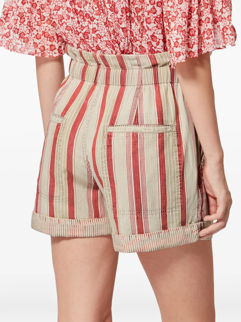 MARANT ÉTOILE Nirma gestreepte shorts Beige