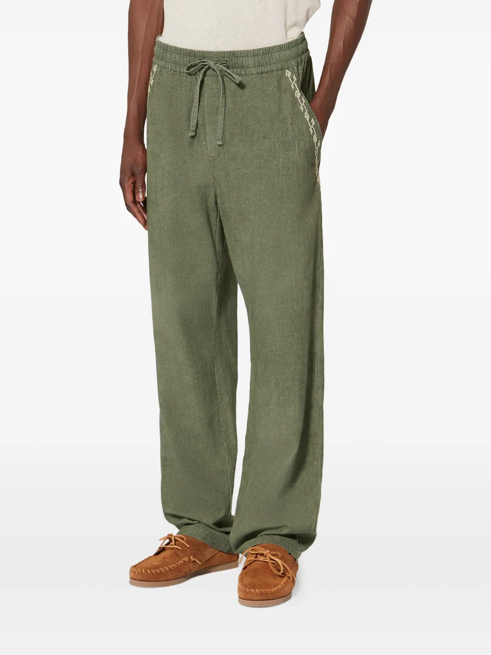 Marant Zabel Drawstring Embroidered Trousers - Green 