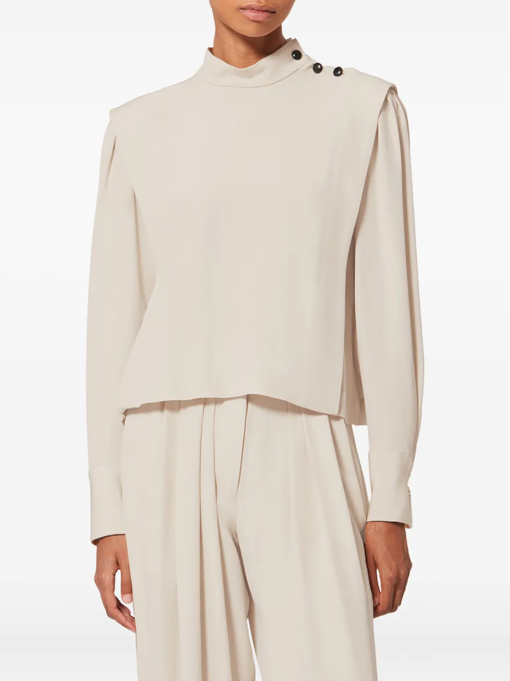 ISABEL MARANT Felissa top met knoopdetail Beige