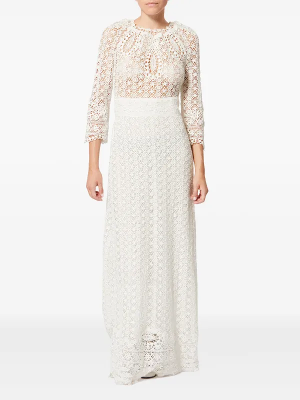 Isabel Marant toile Hayra Lace Belted Dress - White