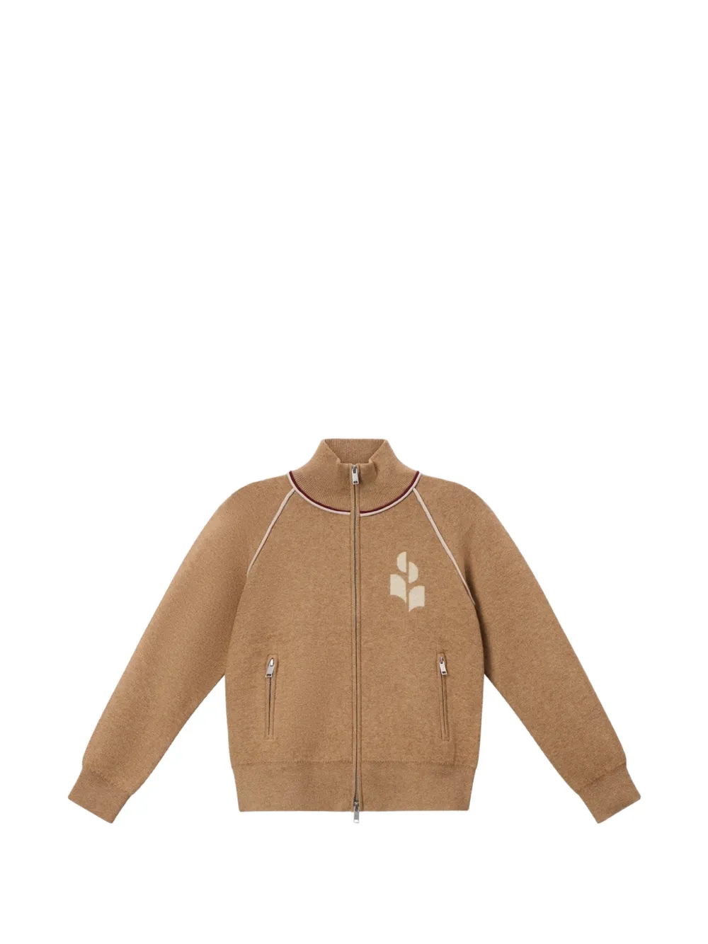 MARANT ÉTOILE Cardigan Lanya con logo e zip - Marrone