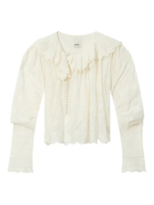 ISABEL MARANT Zelly ラッフル エンブロイダリーブラウス